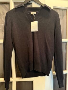 Kinross Cashmere Black V-Neck Pullover